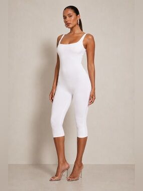 NAKED WARDROBE Square Neck Stretch Jersey Capri Jumpsuit